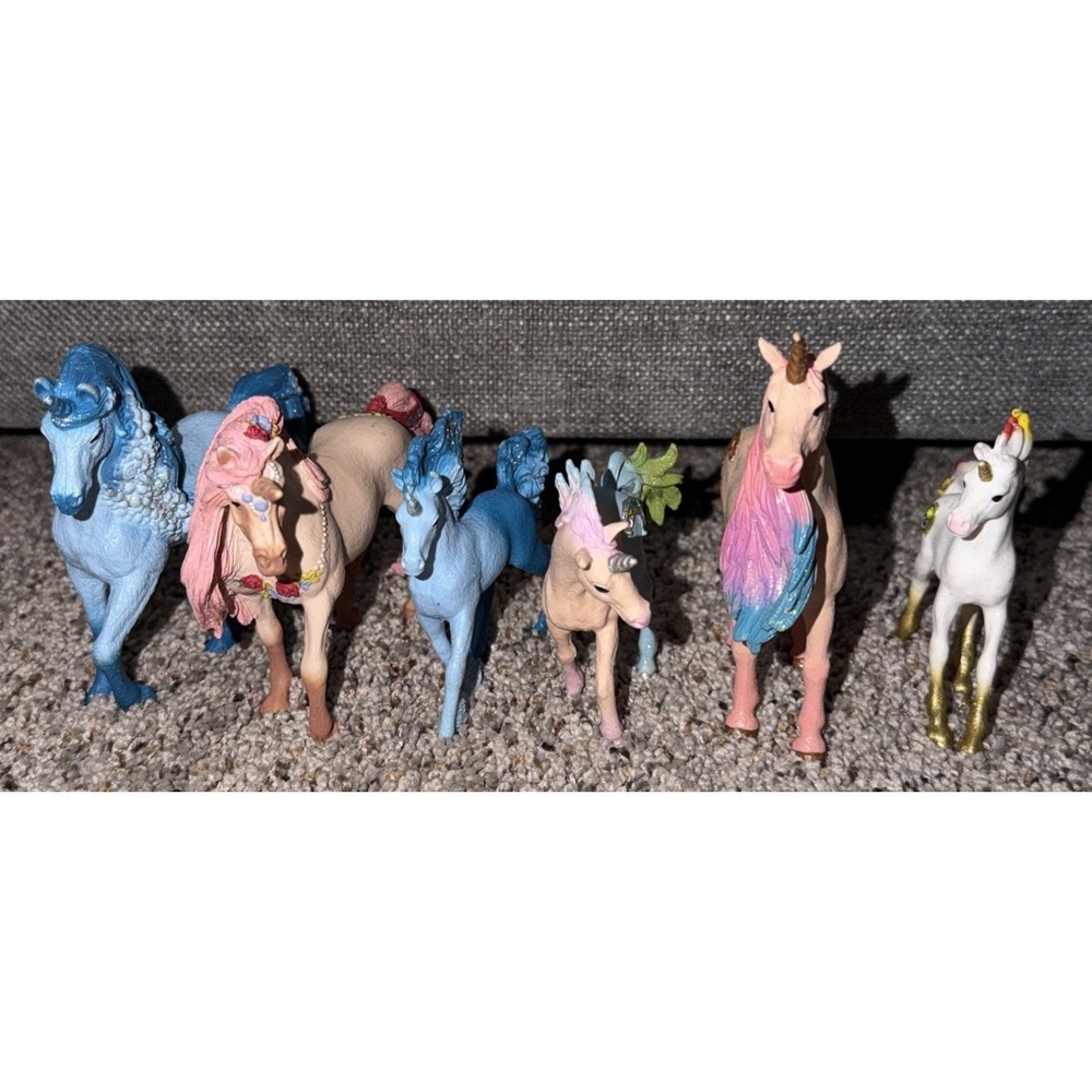 Schleich Bayala Unicorn Horse Lot 6 Fantasy Retired Glitter Rainbow Figures